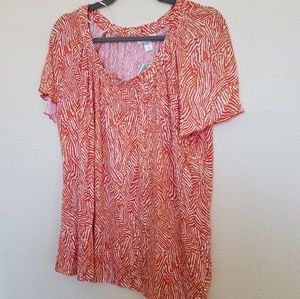 Jaclyn Smith orange and white short sleeve top NWT